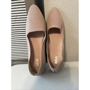 MIA Lixya Ballet Flats Women 9.5 Blush Knit Fabric Stretch Pointed Toe Slip on